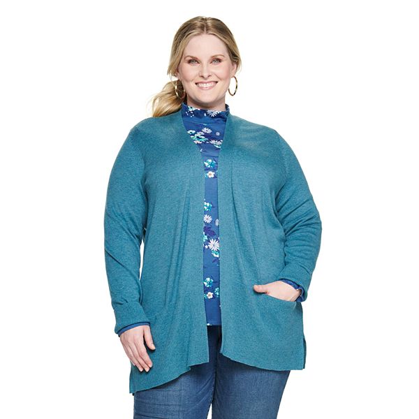Plus Size Croft & Barrow® Ribbed Open-Front Cardigan