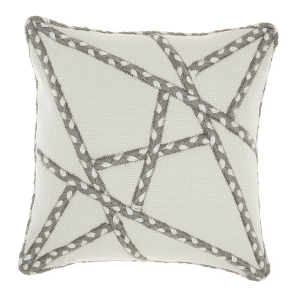 Mina Victory Woven Braided Geometric Indoor Outdoor Throw Pillow
