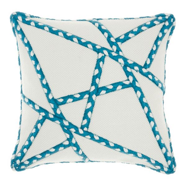 Mina Victory Woven Braided Geometric Indoor Outdoor Throw Pillow