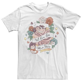 Big & Tall Disney Alice In Wonderland "We Are All Mad Here" Tattoo Tee