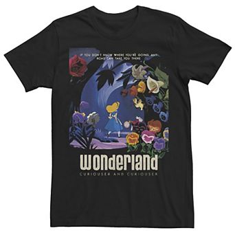 Big & Tall Disney Alice In Wonderland Curiouser Vintage Poster Tee