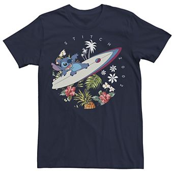 Disney's Lilo & Stitch Big & Tall Surfing Tropical Circle Portrait Tee