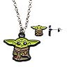 Star Wars The Mandalorian The Child Stainless Steel Grogu Necklace & Earring Set