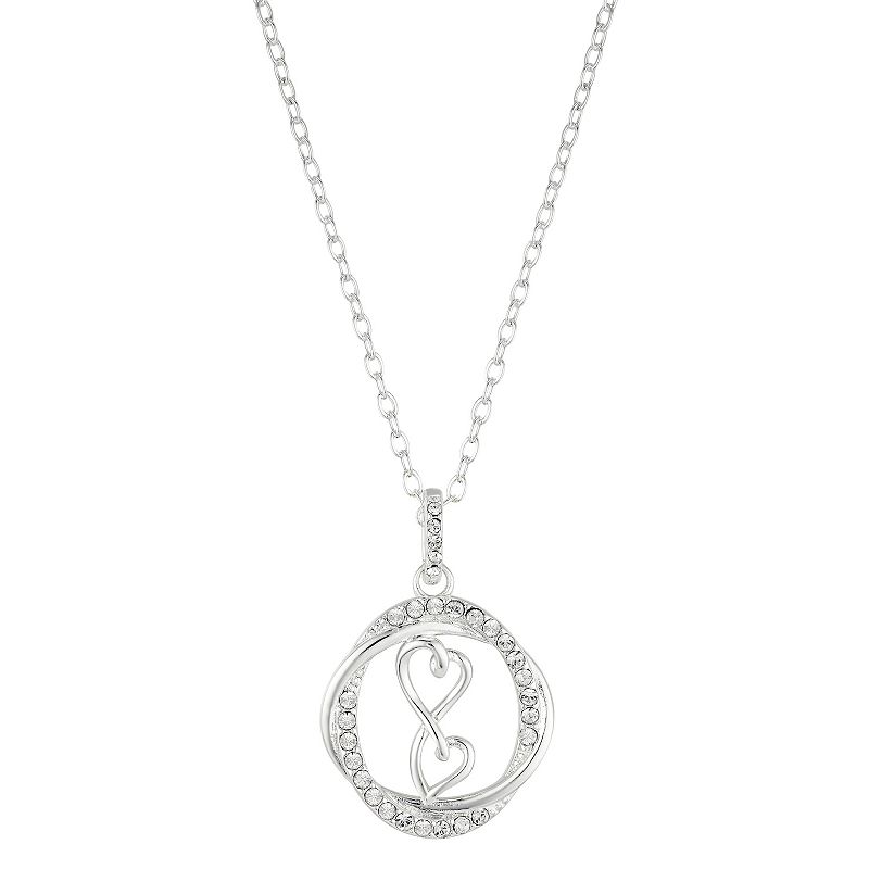 Brilliance Crystal Infinity Hearts Round Pendant Necklace, Womens, Size: 