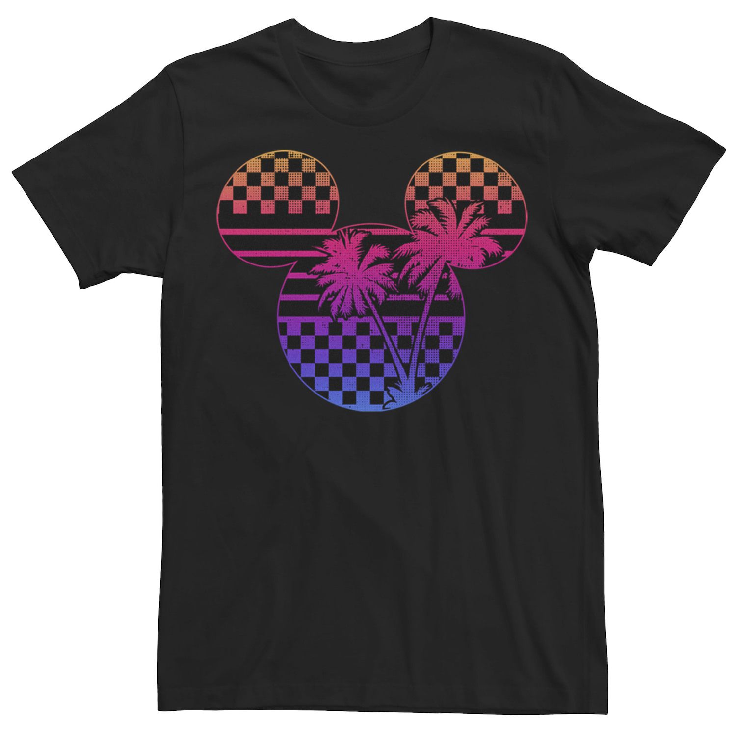 Image for Disney Big & Tall Mickey & Friends Gradient Checker Palm Tree Fill Tee at Kohl's.