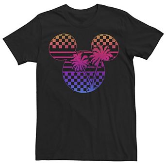Big & Tall Disney Mickey & Friends Gradient Checker Palm Tree Fill Tee