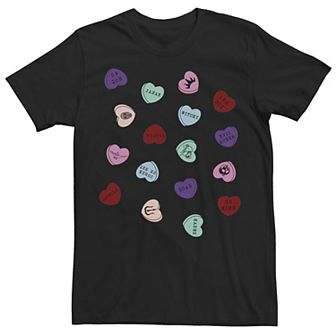 Big & Tall Disney Villains Valentines Candy Hearts Symbols Tee