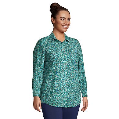 Plus Size Lands' End Commuter Boyfriend Tunic Shirt