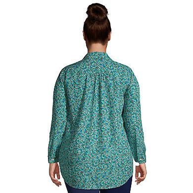Plus Size Lands' End Commuter Boyfriend Tunic Shirt