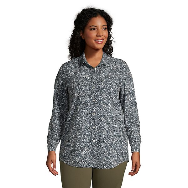 Plus Size Lands' End Commuter Boyfriend Tunic Shirt
