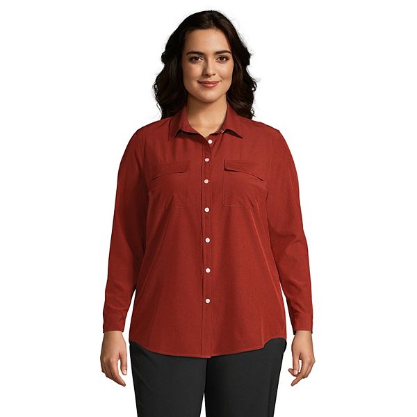 Plus Size Lands' End Commuter Boyfriend Tunic Shirt