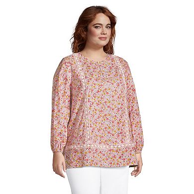 Plus Size Lands' End Poplin Splitneck Tunic Top