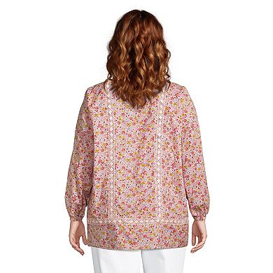 Plus Size Lands' End Poplin Splitneck Tunic Top