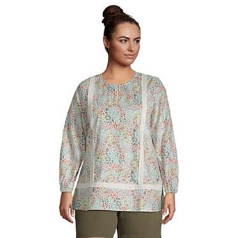 Plus Size Lands' End Poplin Splitneck Tunic Top