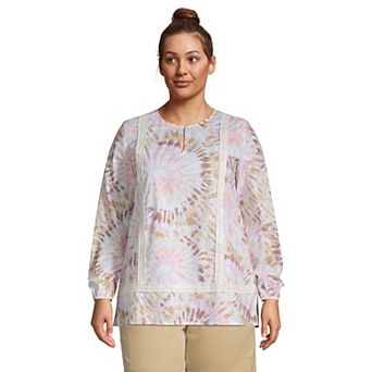 Plus Size Lands' End Poplin Splitneck Tunic Top
