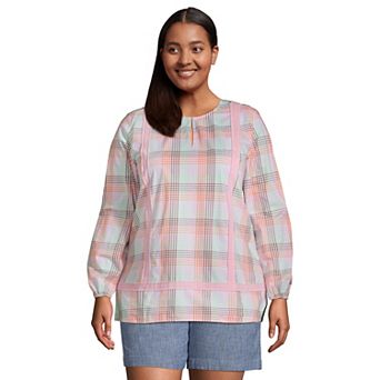 Plus Size Lands' End Poplin Splitneck Tunic Top