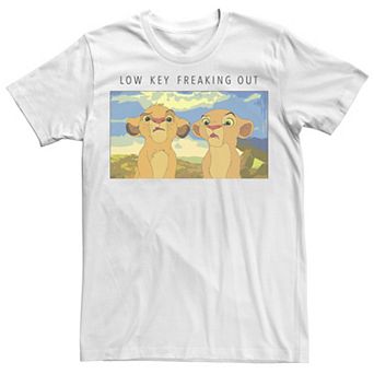 Big & Tall Disney The Lion King Simba Nala Low Key Freaking Out Meme Tee