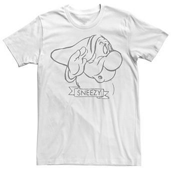 Big & Tall Disney Snow White Sneezy Line Art Big Face Tee