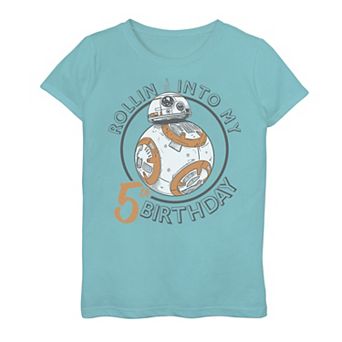 Girls 7-16 Star Wars BB-8 Rollin Into My 5th Birthday Portrait Graphic Tee