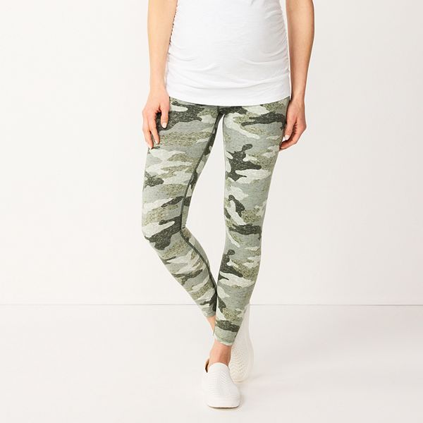 Sonoma Women Full Belly Panel Maternity Leggings Camo Camoflage