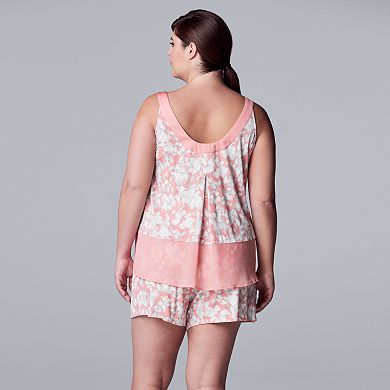 Plus Size Simply Vera Vera Wang Pajama Tank & Pajama Boxer Shorts Set