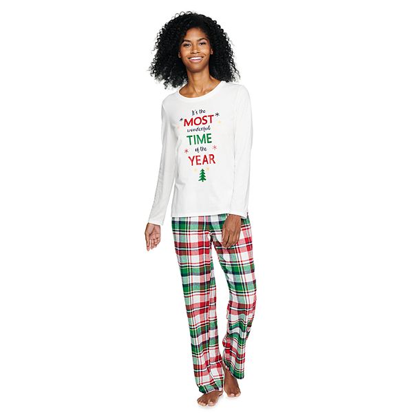 Women's Jammies For Your Families® Christmas Kitsch Wonderful Time of The  Year Pajama Set In