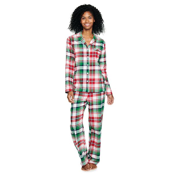 Women's Jammies For Your Families Plaid Flannel Sleep Top & Bottoms Pajama  Set