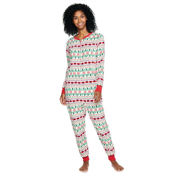 Women s Jammies For Your Families Christmas Kitsch Fairisle One Piece Pajama