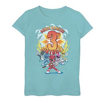 Girls 7-16 Power Rangers Group Shot 3rd Birthday Graphic Tee
