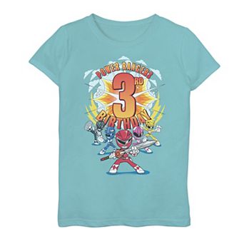 Girls 7-16 Power Rangers Group Shot 3rd Birthday Graphic Tee