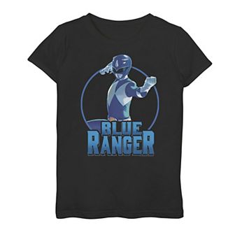 Girls 7-16 Power Rangers Blue Ranger Simple Portrait Graphic Tee