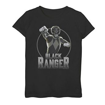 Girls 7-16 Power Rangers Black Ranger Simple Portrait Graphic Tee