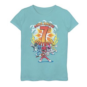 Girls 7-16 Power Rangers Group Shot 7th Birthday Graphic Tee
