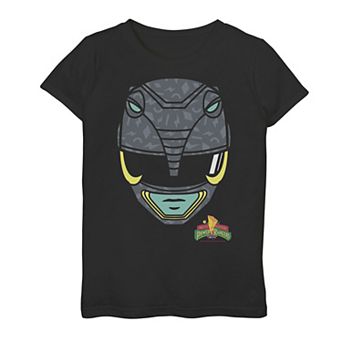 Girls 7-16 Power Rangers Black Ranger Big Face Graphic Tee