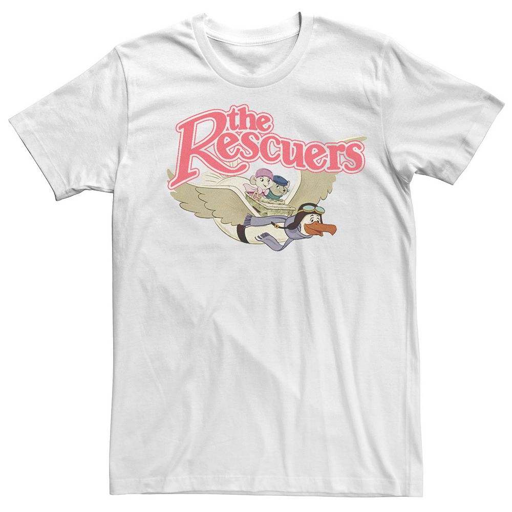 Big & Tall Disney The Rescuers Flying Distressed Classic Logo Tee