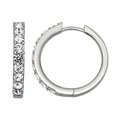 Chrystina Fine Silver Plated 25 mm Crystal Endless Hoop Earrings