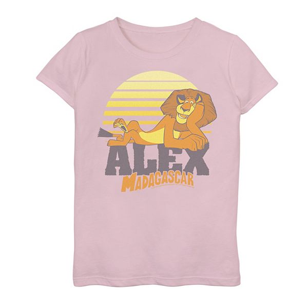 Girls 7-16 Madagascar Alex The Lion Striped Sunset Poster Graphic Tee