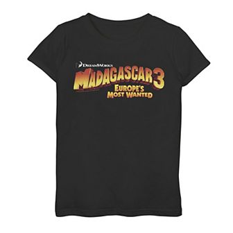 Girls 7-16 Madagascar 3 Europe's Most Wanted Classic Movie Poster Graphic Tee