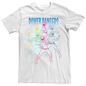 Big & Tall Power Rangers Group Shot Line Art Portrait Tee