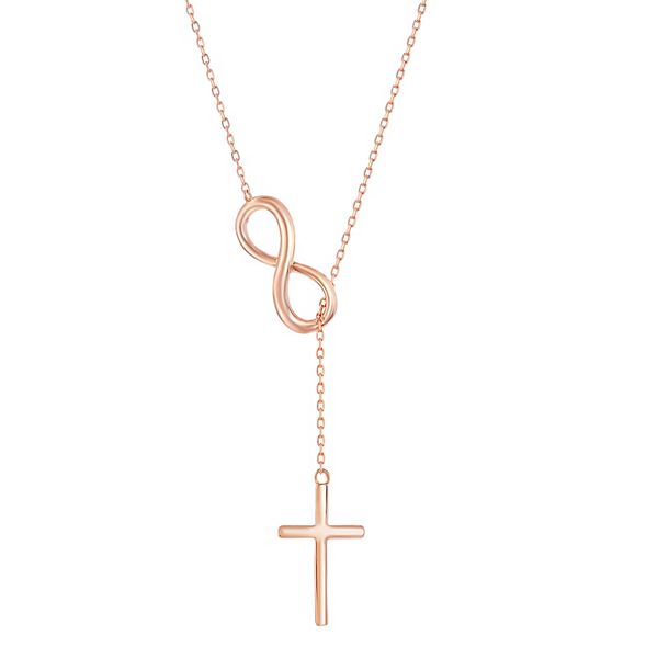 Sterling Silver Infinity & Cross Lariat Necklace