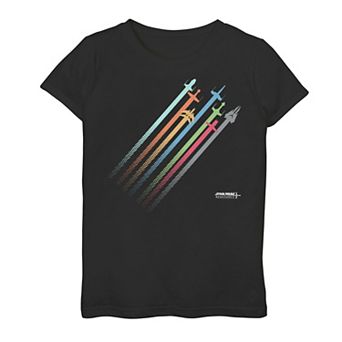 Girls 7-16 Star Wars Resistance Ship Flight Rainbow Y1 Graphic Tee