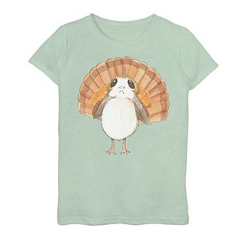 Girls 7-16 Star Wars Porg Turkey Thanksgiving Feathers Graphic Tee