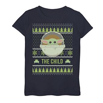 Girls 7-16 Star Wars The Mandalorian The Child Christmas Sweater Style Graphic Tee