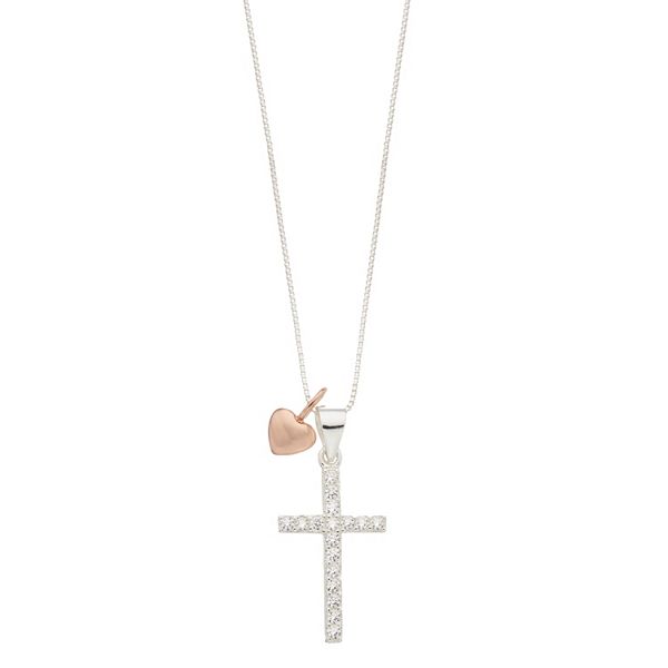 925 Sterling Silver Polished Round Cut Cubic Zirconia Heart Pendant 18in Necklace 925 Sterling Silver Polished Round Cut Cubic Zirconia Heart Pendant 18in Necklace