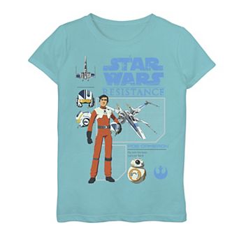Girls 7-16 Star Wars Resistance Poe Dameron Schematics B1 Graphic Tee