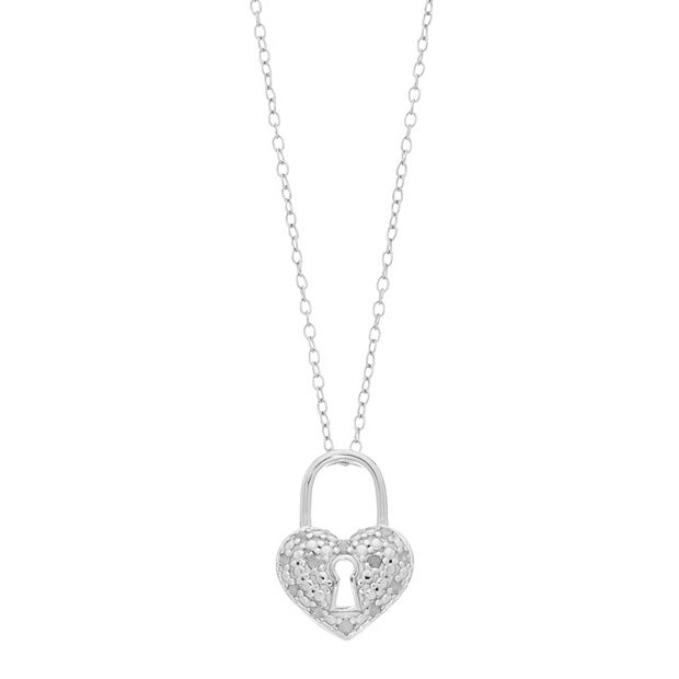 TIFFANY & CO. DIAMOND HEART LOCK PENDANT NECKLACE