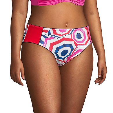 Plus Size Lands' End Piped-Trim UPF 50 Bikini Swim Bottoms