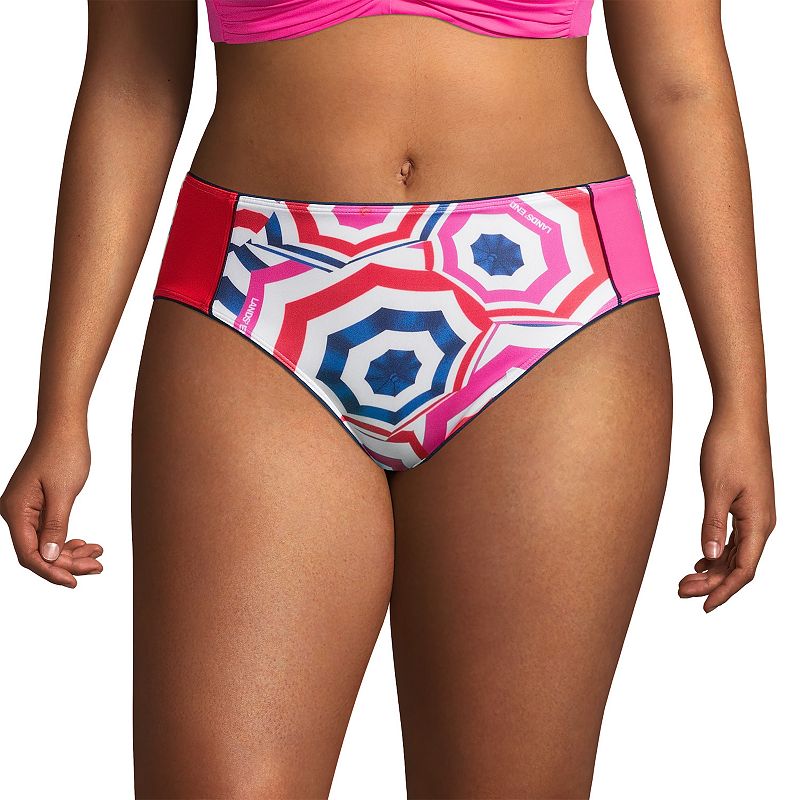 Plus Size Lands' End Piped-Trim UPF 50 Bikini Swim Bottoms, Women's, Size: 18 W, Umbrella White Red