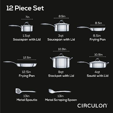 Circulon SteelShield C-Series 10-pc. Tri-Ply Clad Nonstick Cookware Plus Bonus Utensil Set