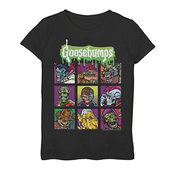Girls 7-16 Goosebumps Monster Portraits Yearbook Style Graphic Tee